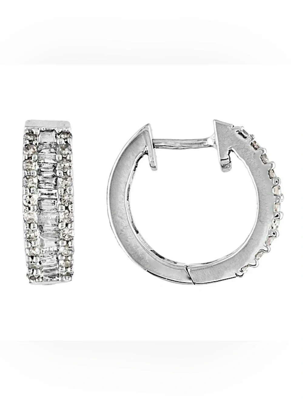 White Diamond Rhodium Over Sterling Silver Earrings 0.50ctw